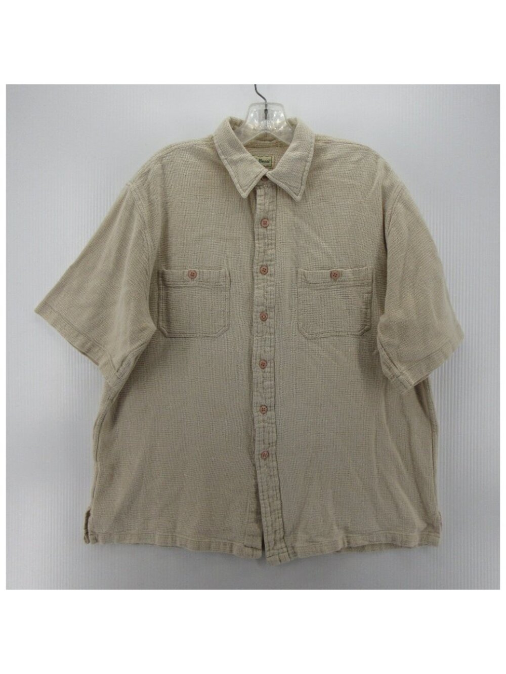 VINTAGE LL Bean Shirt XL Button Up Waffle Textured Tropic Safari 90s